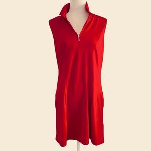 Greg Norman Collection Red Golf Tennis Athletic UPF 50+ Dress Lrg NWOT